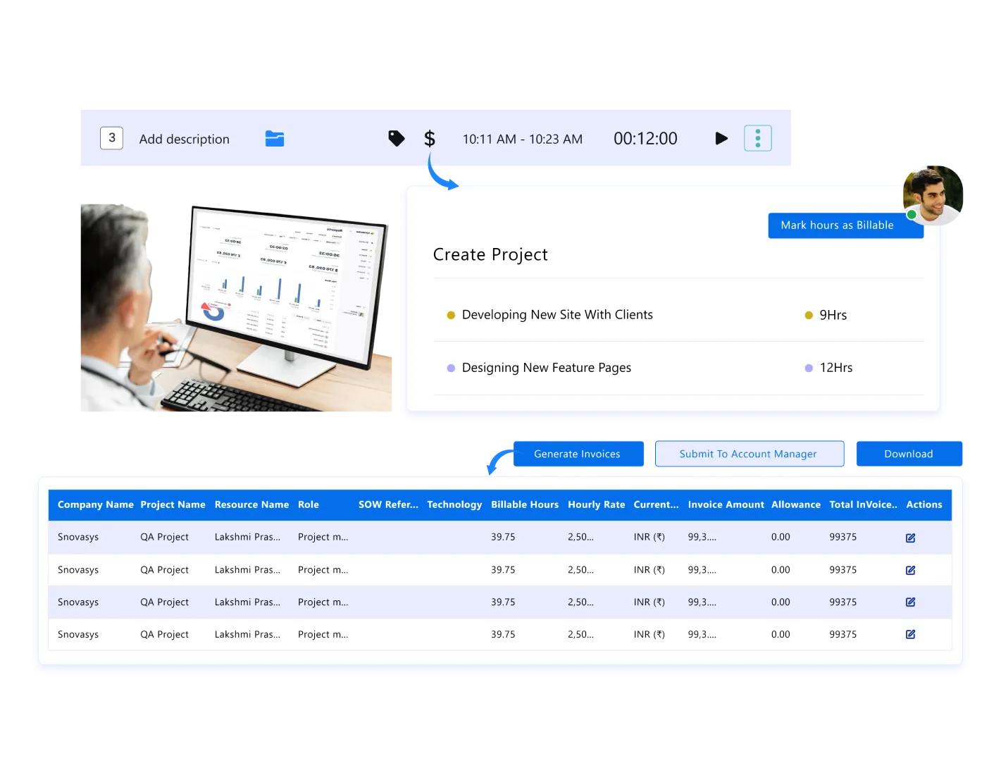 Time tracking and invoicing software